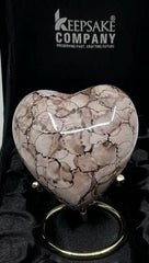 Keepsake Company's Heart Shaped Urn in brown clouded Design with Stand and Box for Human Ashes - Perfect for Adults & Infants