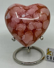 Keepsake Company's Heart Shaped Urns in Pink Clouded Design with Stand and Box for Human Ashes - Perfect for Adults & Infants