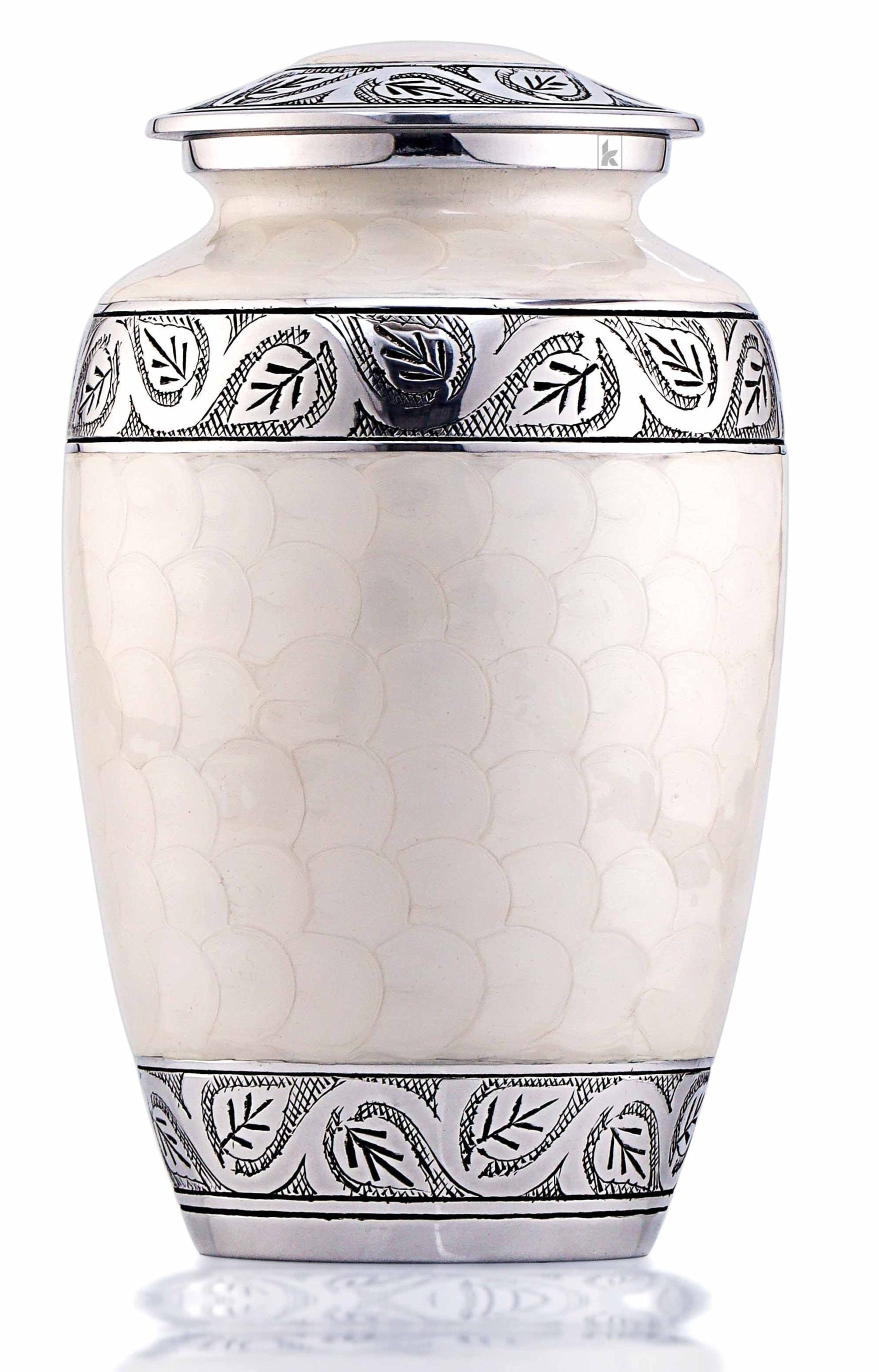 White Enameled Cremation Urn for Adult Ashes / Urns for Ashes Adult Male / Can be Engraved from Keepsake Company