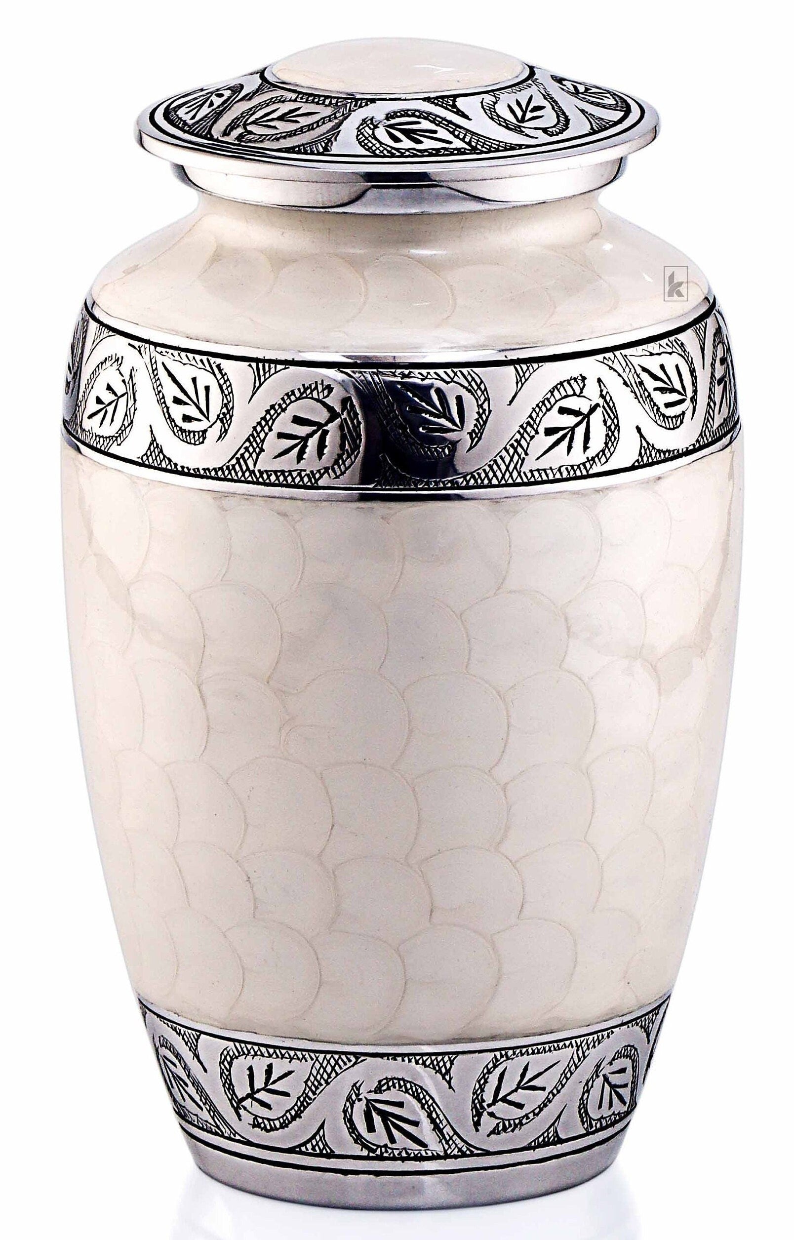 White Enameled Cremation Urn for Adult Ashes / Urns for Ashes Adult Male / Can be Engraved from Keepsake Company