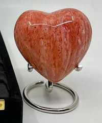 Customizable/ Personalized Heart Shaped Urn in Orange Marble design for Human Ashes - Perfect for Adults & Infants