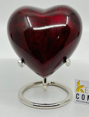 Keepsake Company's Heart Shaped Urns in Red colour with Stand and Box for Human Ashes - Perfect for Adults & Infants