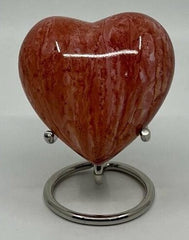 Customizable/ Personalized Heart Shaped Urn in Orange Marble design for Human Ashes - Perfect for Adults & Infants