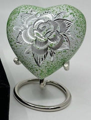 Keepsake Company's Heart Shaped mini Urns rose engraved  for Human Ashes - Perfect for Adults & Infants