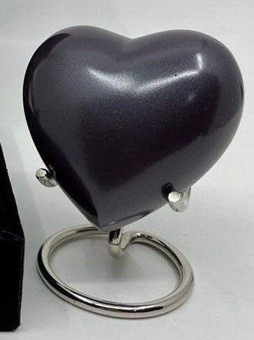 Keepsake Company's Customisable/ Personalized Heart Shaped Urns in Aubergine color for Human Ashes - Perfect for Adults & Infants