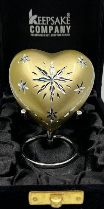 Keepsake Company's Heart Shaped mini Urns with floral engraving  for Human Ashes - Perfect for Adults & Infants