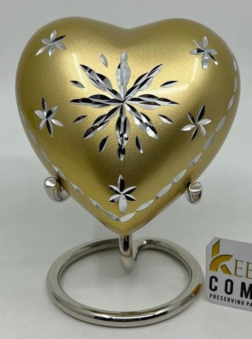 Keepsake Company's Heart Shaped mini Urns with floral engraving  for Human Ashes - Perfect for Adults & Infants