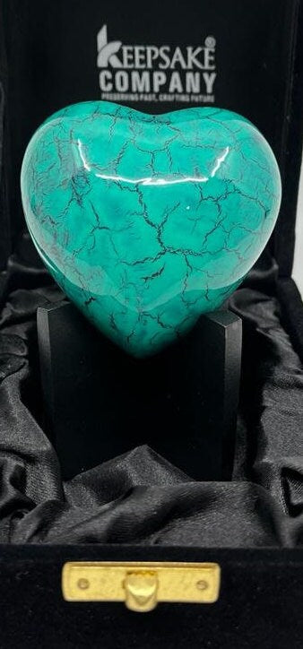 Keepsake Company's Heart Shaped Urn in Green color for Human Ashes - Perfect for Adults & Infants