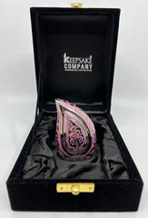 Keepsake Company's Pink and Nickel teardrop mini Cremation Urn For Human Ashes - Perfect for Adult and Infants