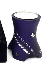 Keepsake Company's Tealight Cremation Urn in gracious Aubergine   color and sparkling engraving design