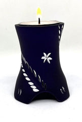 Keepsake Company's Tealight Cremation Urn in gracious Aubergine   color and sparkling engraving design