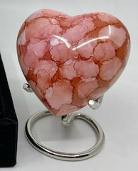 Keepsake Company's Heart Shaped Urns in Pink Clouded Design with Stand and Box for Human Ashes - Perfect for Adults & Infants