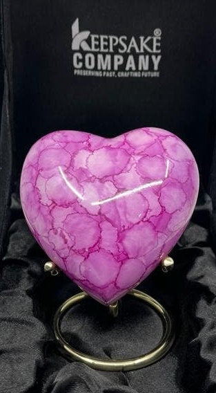 Keepsake Company's Heart Shaped Urns in Pink Cloud Designs for human Ashes - Perfect for Adults & Infants