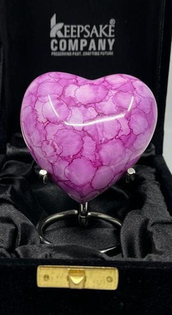 Keepsake Company's Heart Shaped Urns in Pink Cloud Designs for human Ashes - Perfect for Adults & Infants