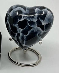 Keepsake Company's Heart Shaped Urn in black blue clouded Design with Stand and Box for Human Ashes - Perfect for Adults & Infants