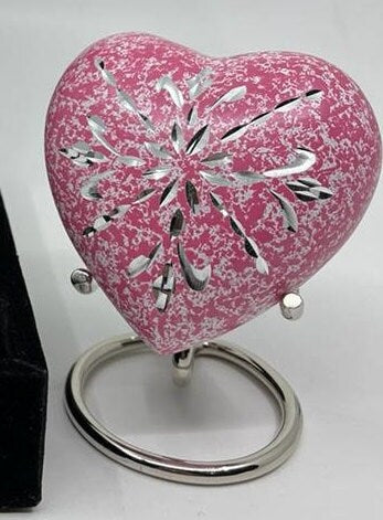 Keepsake Company's Heart Shaped Urns engraved in floral design  for Human Ashes - Perfect for Adults & Infants