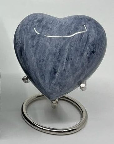 Keepsake Company's Heart Shaped Urns in grey colour with Stand and Box for Human Ashes - Perfect for Adults & Infants