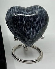 Keepsake Company's Heart Shaped Urns in grey black colour with Stand and Box for Human Ashes - Perfect for Adults & Infants