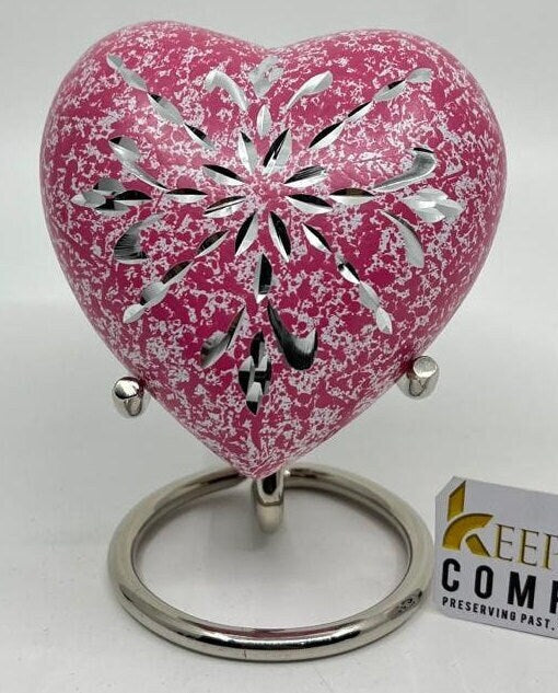 Keepsake Company's Heart Shaped Urns engraved in floral design  for Human Ashes - Perfect for Adults & Infants