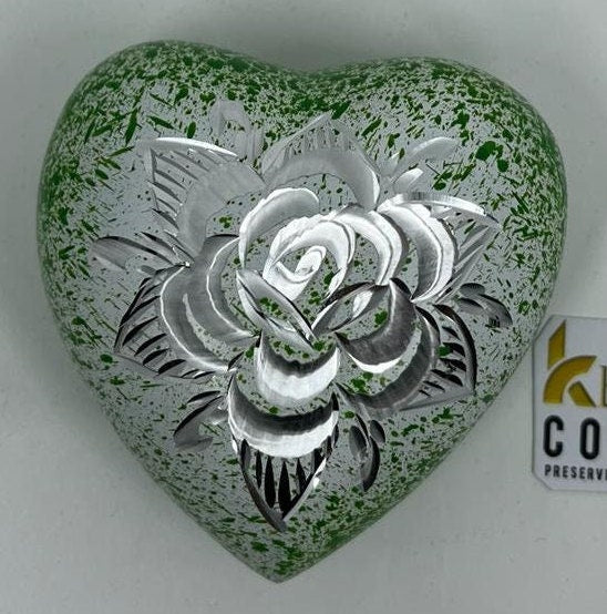 Keepsake Company's Heart Shaped mini Urns rose engraved  for Human Ashes - Perfect for Adults & Infants