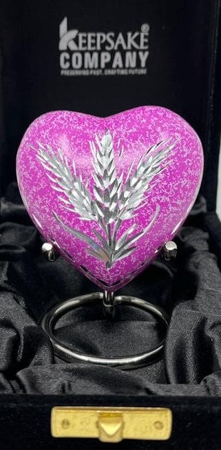 Keepsake Company's Heart Shaped mini Urns wheat engraved  for Human Ashes - Perfect for Adults & Infants