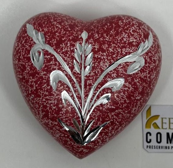 Keepsake Company's Heart Shaped mini Urns floral engraving  for Human Ashes - Perfect for Adults & Infants