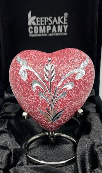 Keepsake Company's Heart Shaped mini Urns floral engraving  for Human Ashes - Perfect for Adults & Infants