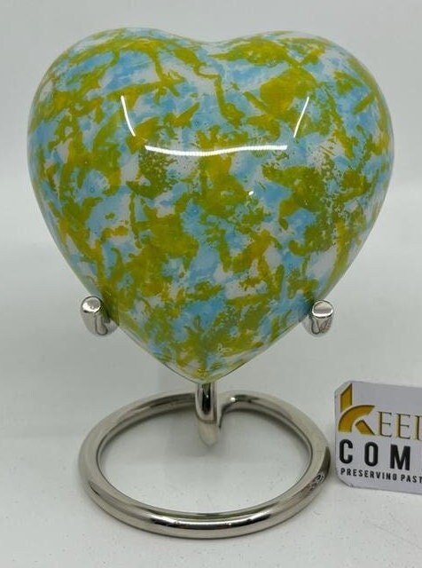 Keepsake Company's Heart Shaped Urn in multicolor for Human Ashes - Perfect for Adults & Infants