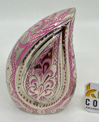 Keepsake Company's Pink and Nickel teardrop mini Cremation Urn For Human Ashes - Perfect for Adult and Infants