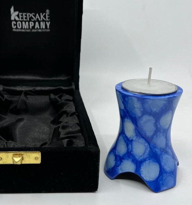 Keepsake Company's Tealight Cremation Urn in Blue Cloud design