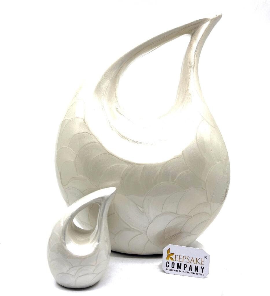 Pearl white teardrop mini Cremation Urn without Heart for Human Ashes - Perfect for Adult and Infants