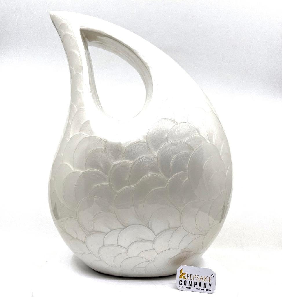 Extra Large / Double Adult White Tardrop Cremation Urn - Adult urns for Human Ashes Men -  Urn - Urns - Cremation Urn By Keepsake Company