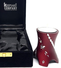 Keepsake Company's Tealight Cremation Urn in gracious Maroon / Red color and sparkling engraving design