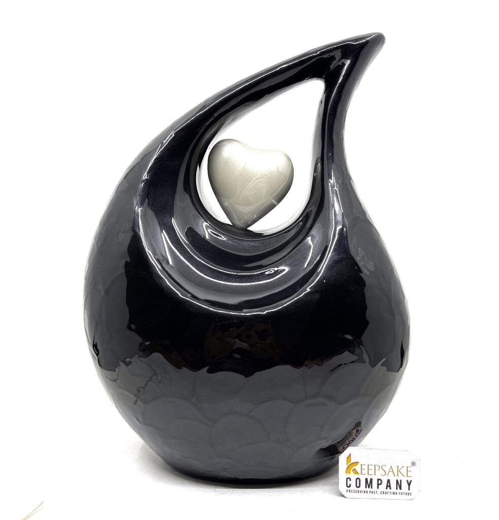 Black Pearl Teardrop Cremation Urns for Adult Ashes - Urn - Urns for Ashes Adult Male - Urns for Human Ashes - Cremation Urn by Keepsake Co.