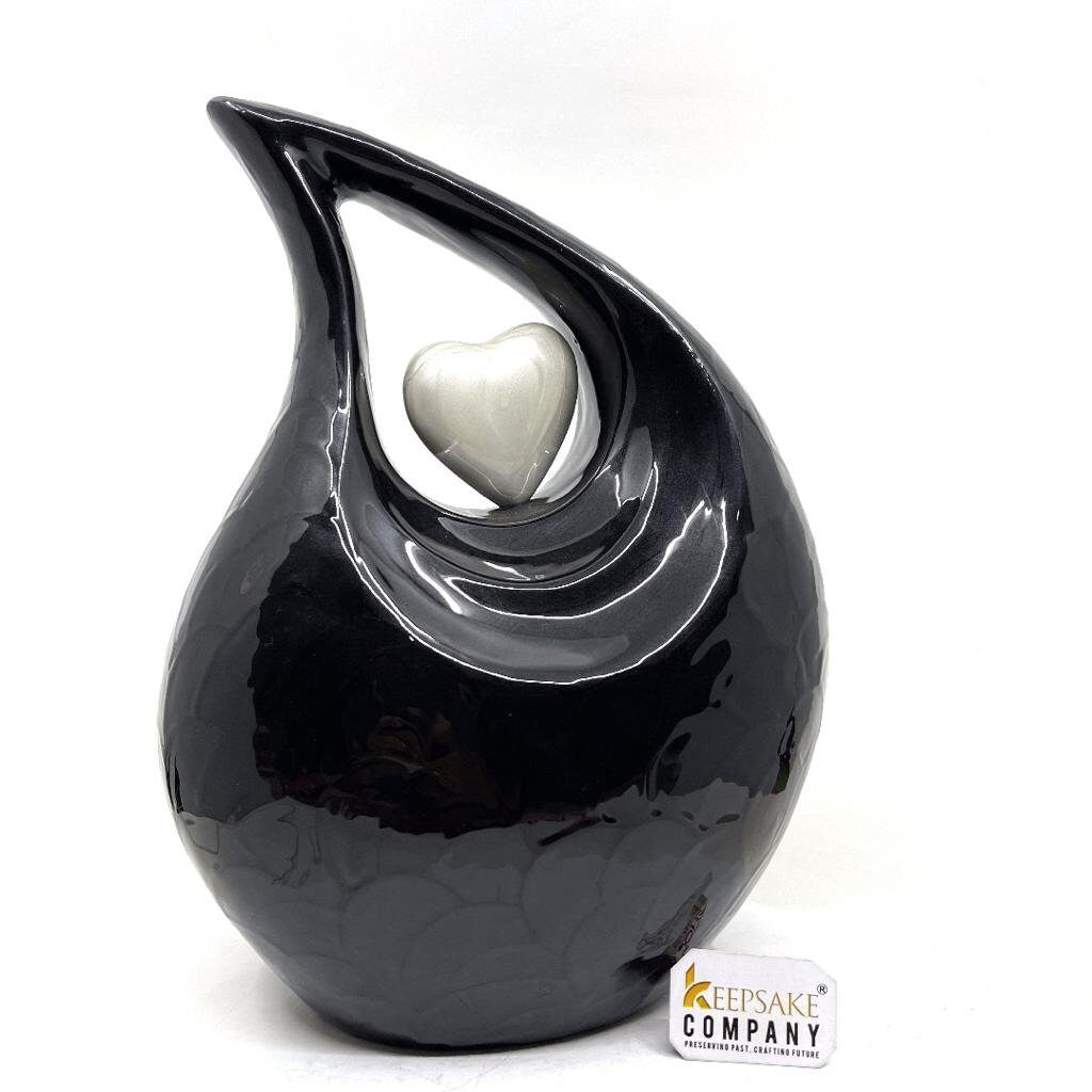 Black Pearl Teardrop Cremation Urns for Adult Ashes - Urn - Urns for Ashes Adult Male - Urns for Human Ashes - Cremation Urn by Keepsake Co.