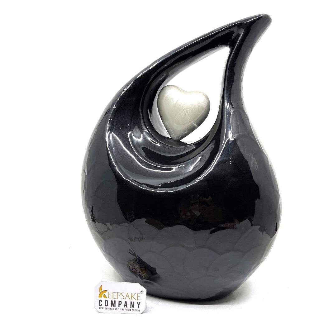 Black Pearl Teardrop Cremation Urns for Adult Ashes - Urn - Urns for Ashes Adult Male - Urns for Human Ashes - Cremation Urn by Keepsake Co.