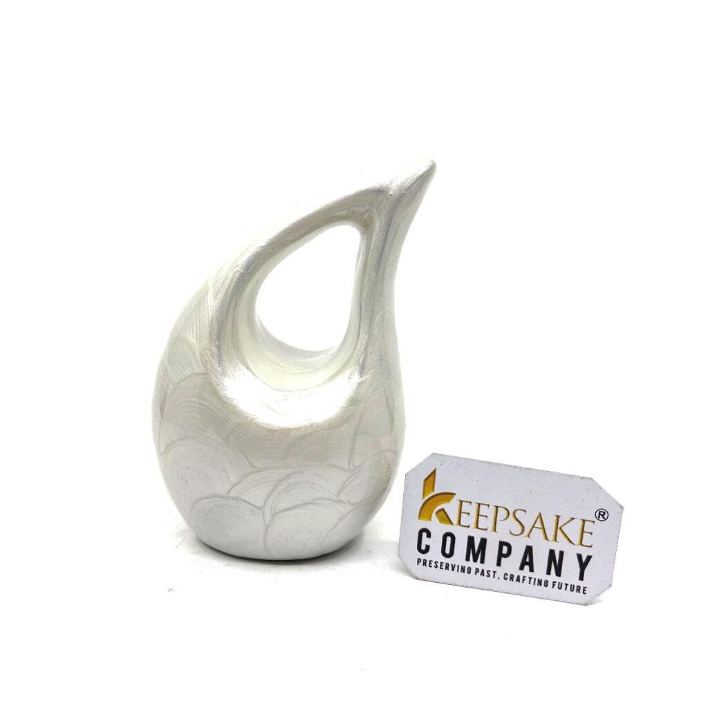 Pearl white teardrop mini Cremation Urn without Heart for Human Ashes - Perfect for Adult and Infants