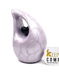 Keepsake Company's Pearl Purple teardrop mini Cremation Urn with Black Heart for Human Ashes - Perfect for Adult and Infants