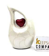 White Pearl mini Cremation Urn, Cremation Keepsake For Human Ashes, Can be Engraved in Any Color from Keepsake Company
