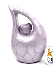 Keepsake Company's Pearl Purple teardrop mini Cremation Urn with purple Heart for Human Ashes - Perfect for Adult and Infants