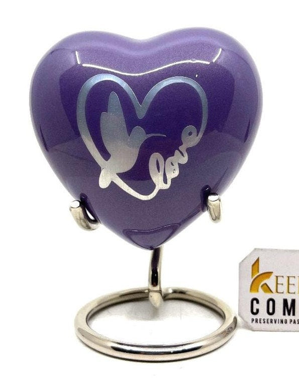 Keepsake Company's Heart Shaped Dove of Peace Engravable/ Cstomised Urns - Perfect for Adults & Infants