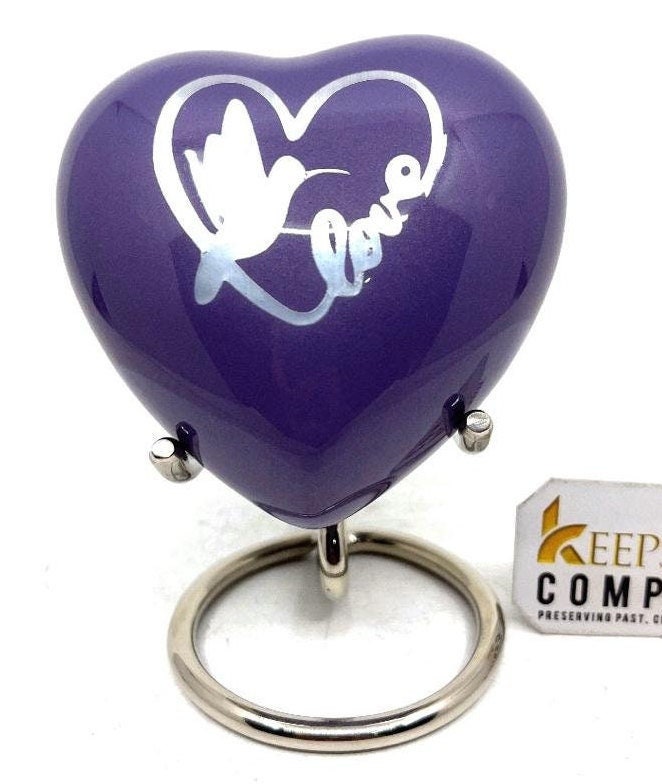 Keepsake Company's Heart Shaped Dove of Peace Engravable/ Cstomised Urns - Perfect for Adults & Infants