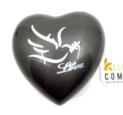 Keepsake Company's Heart Shaped Dove of Peace in slate grey colour - Perfect for Adults & Infants