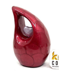 Pearl Red teardrop mini Cremation Urn with Purple Heart for Human Ashes - Perfect for Adult and Infants from Keepsake Company