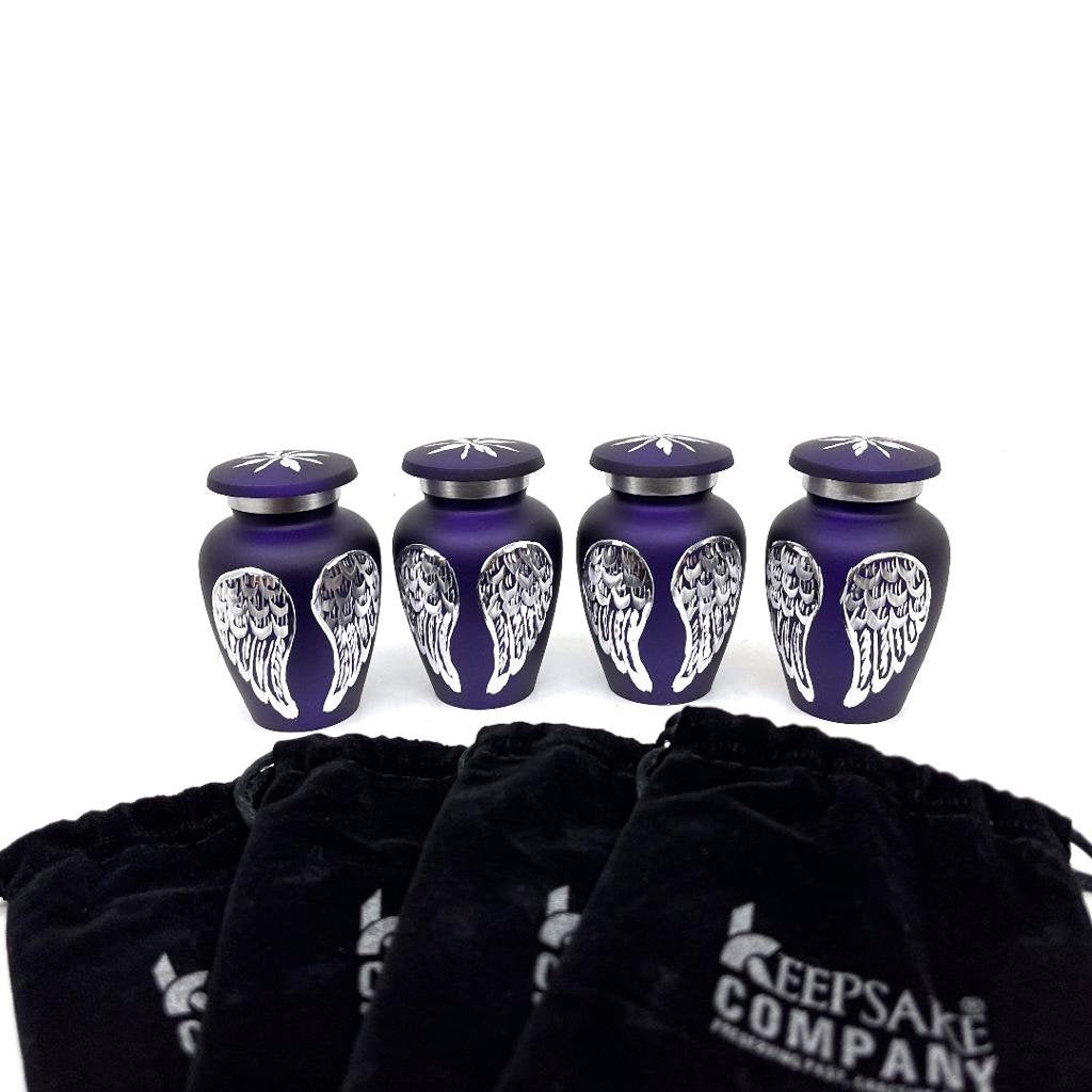 Purple Small Urns for Human Ashes - Mini Urns for Human Ashes - Keepsake Urns for Human Ashes - Mini Urn - Mini Keepsake Urns ( Set of 4)