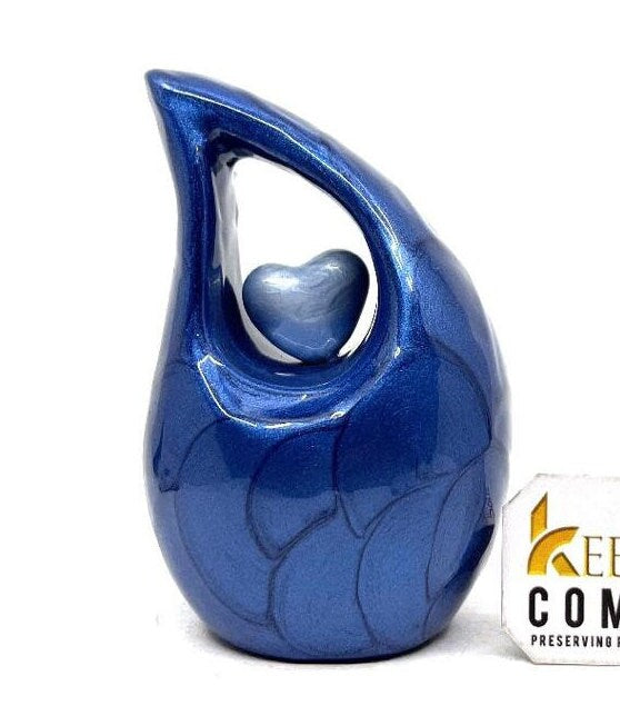 Roman Blue teardrop mini Cremation Urn - Small Urns for Human Ashes - Mini Urns for Human Ashes - Keepsake Urns for Human Ashes
