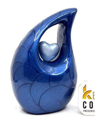 Roman Blue teardrop mini Cremation Urn - Small Urns for Human Ashes - Mini Urns for Human Ashes - Keepsake Urns for Human Ashes