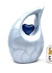 Sky Blue Teardrop Small Urns for Human Ashes with Heart - Mini Urns for Human Ashes - Ashes Urn - Keepsake Urns for Human Ashes - Mini Urn