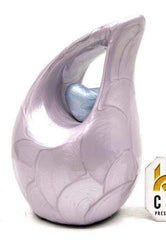 Purple teardrop mini Cremation Urn with Light Blue Heart for Human Ashes - Perfect for Adult and Infants
