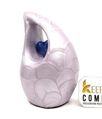 Lavender teardrop mini Cremation Urn with Dark Blue Heart for Human Ashes - Urn - Urn For Ashes - Keepsake Urn - Funeral Urn - Memorial Urn.